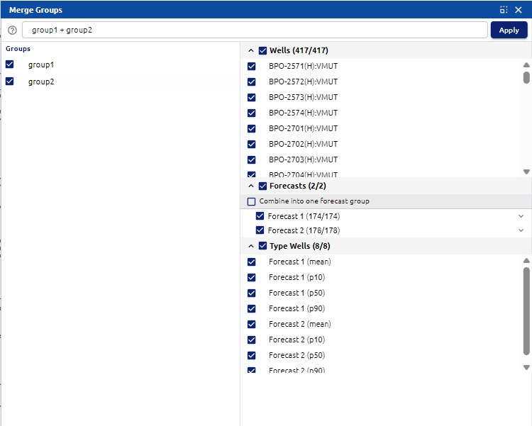 Merge Groups Menu